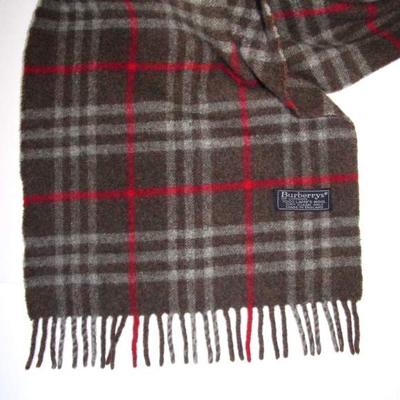 Burberry Other - Burberry Scarf Lambswool Army Brown Gray Red